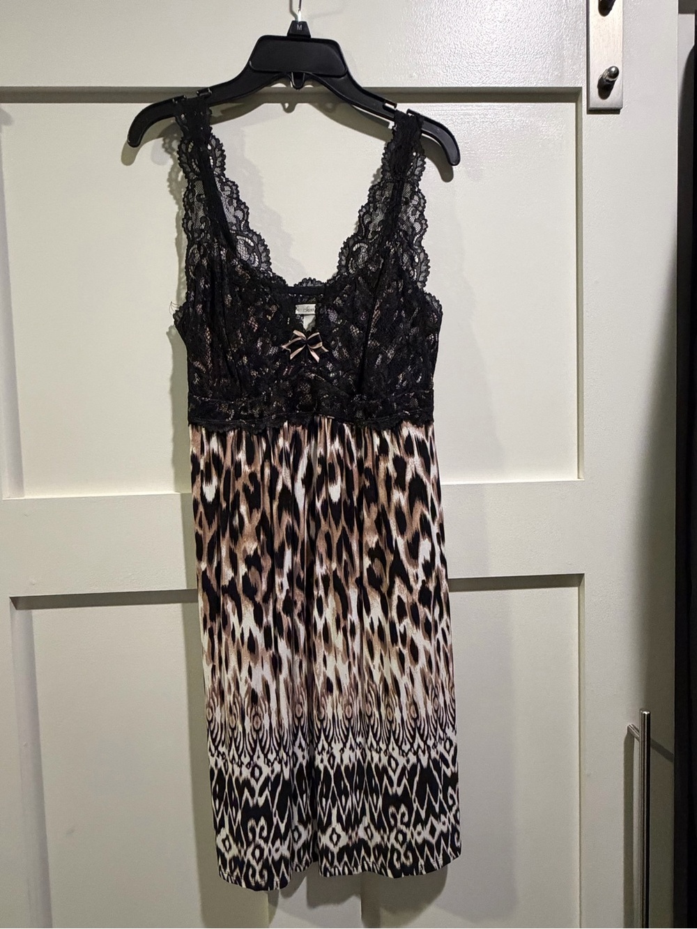 Soma Black Lace Bodice Animal-Print Mini Dress - Black/Tan